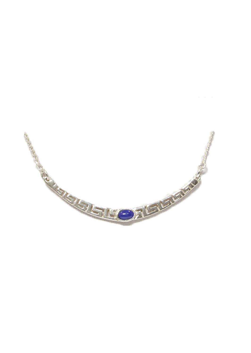 Greek key design - meander silver necklace with lapis lazuli